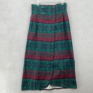 Vintage Sas'sa Fair Isle High-Waisted Midi Christmas Wrap Skirt 13/14